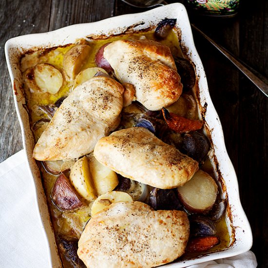 One Pan Baked Chicken Dinner