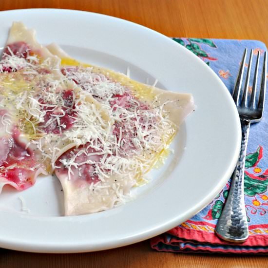 Beet Ravioli w Butter & Poppy Seeds