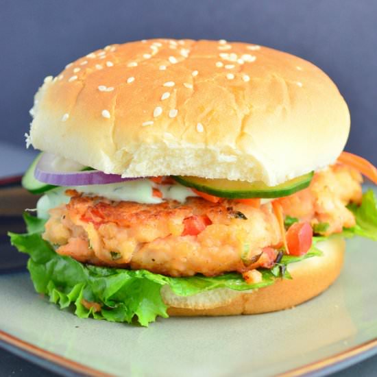 Salmon Burgers with Wasabi Mayo
