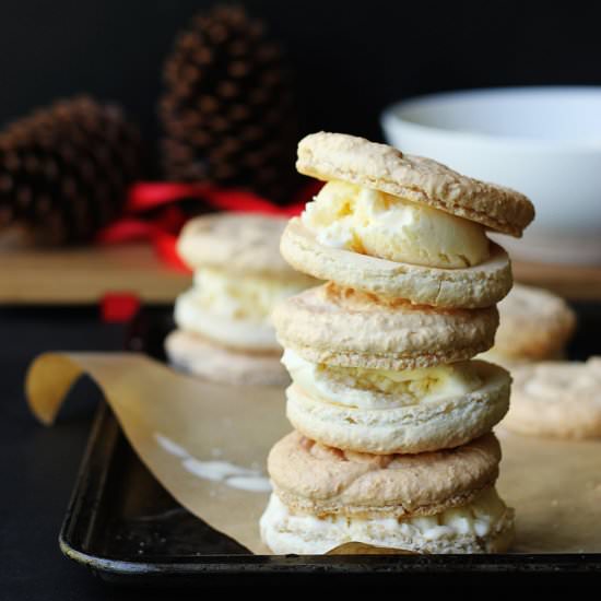 Almond Macarons & Eggnog Ice Cream
