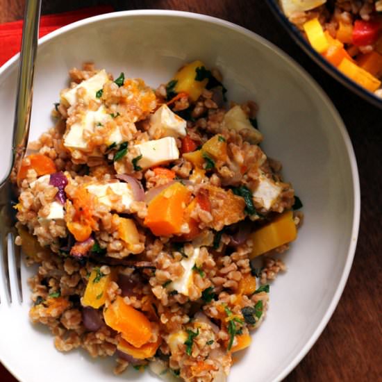 Farro salad with butternut squash