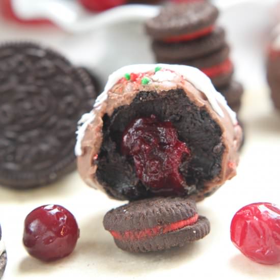 Cranberry Stuffed Oreo Truffles