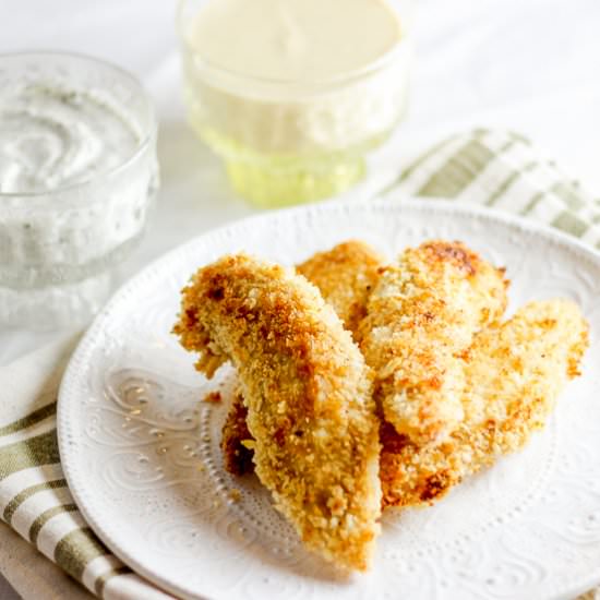 Healthy Chicken Fingers with Dips