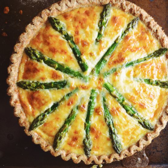 Shrimp Asparagus and Gruyere Quiche