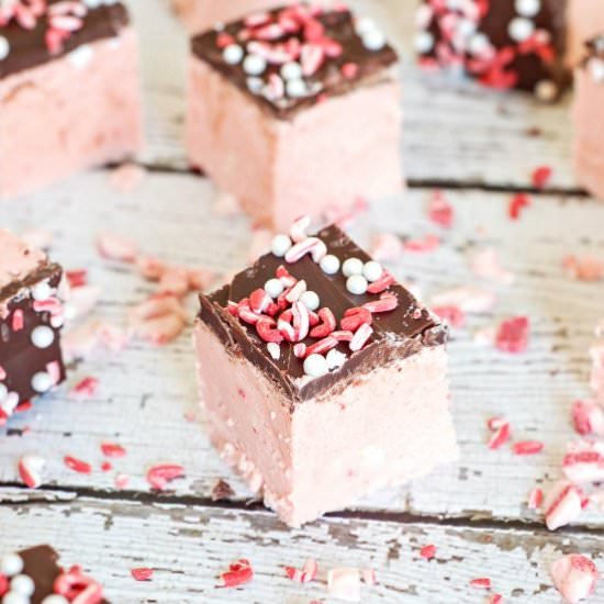Peppermint Eggnog Fudge