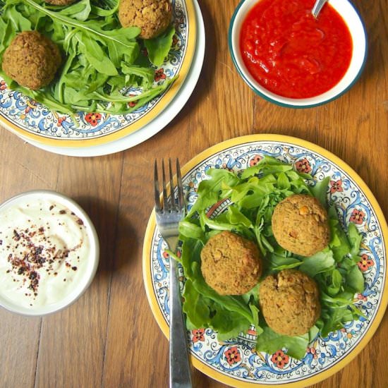 Green Falafel w/ Three Sauces