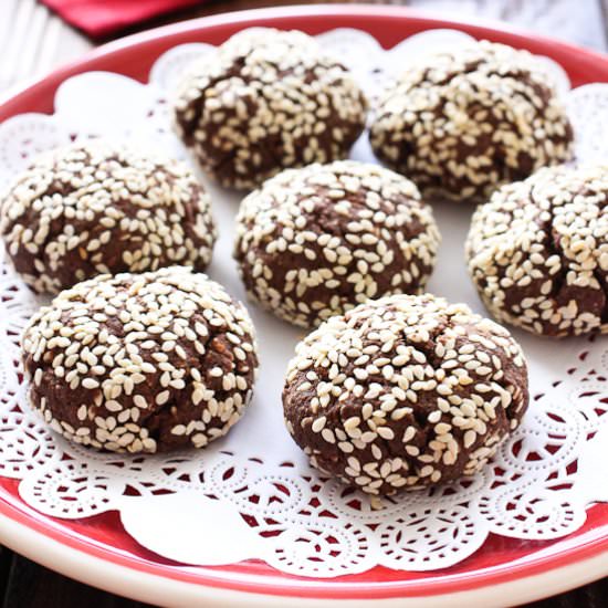 Chocolate Cookies with Sesame Seeds