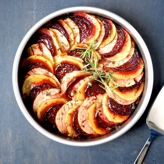 Potato, Beet & Ambrosia Apple Tian
