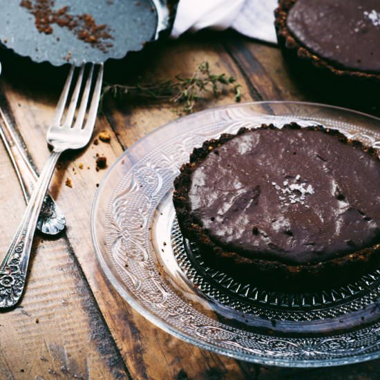 Vegan GF Salted Chocolate Tarts