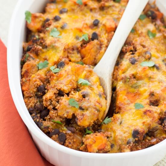 Quinoa-Sweet Potato Enchilada Bake