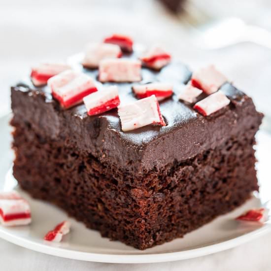 The Best Peppermint Chocolate Cake