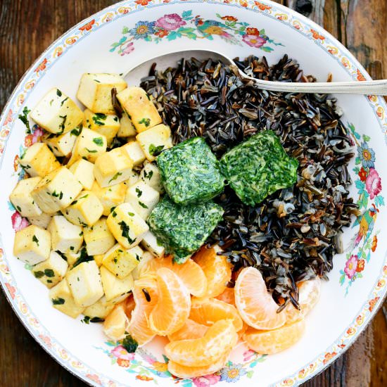 Wild Rice, Clementine Tofu Bowls