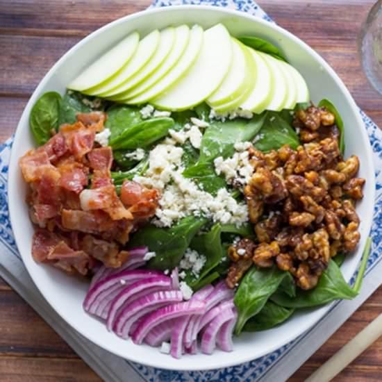 Apple Bacon Walnut Spinach Salad