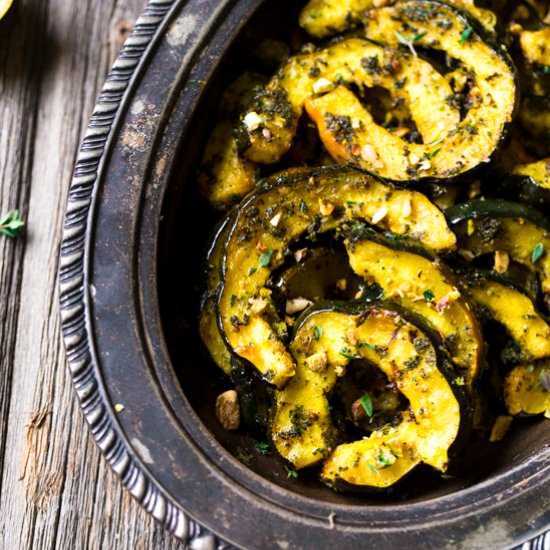 Acorn Squash with Sage Kale Pesto