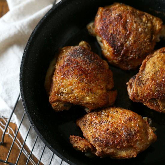 crispy pan roasted chicken thighs