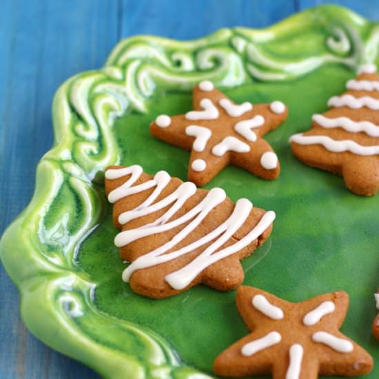 Vegan Iced Gingerbread Cookies