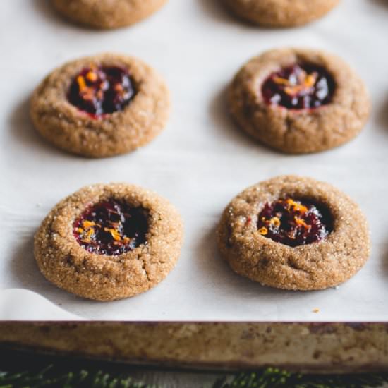 Cranberry Gingerbread Thumbprints