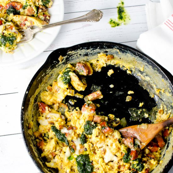 Chorizo and White Cheddar Scramble