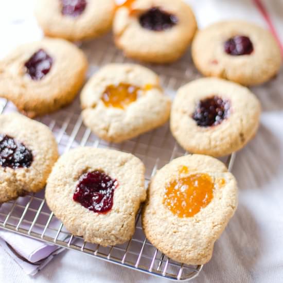 Cashew and Oat Thumbprint Cookies