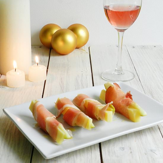 Pears with Emmental and Prosciutto