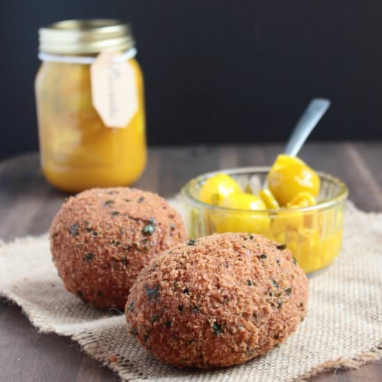 Ham Hock Scotch Eggs and Piccalilli