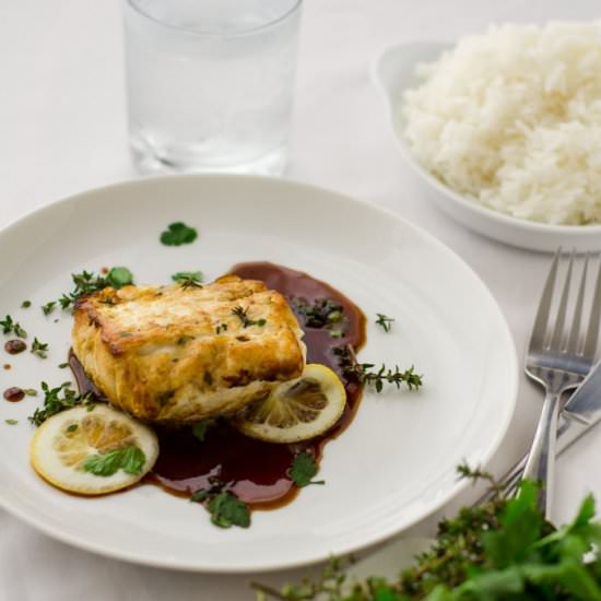 Sticky Lemon And Thyme Monkfish