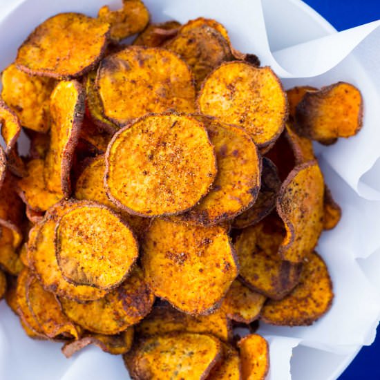 Baked BBQ Sweet Potato Chips