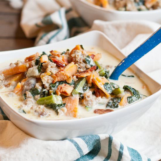 Kale Sweet Potato Sausage Soup
