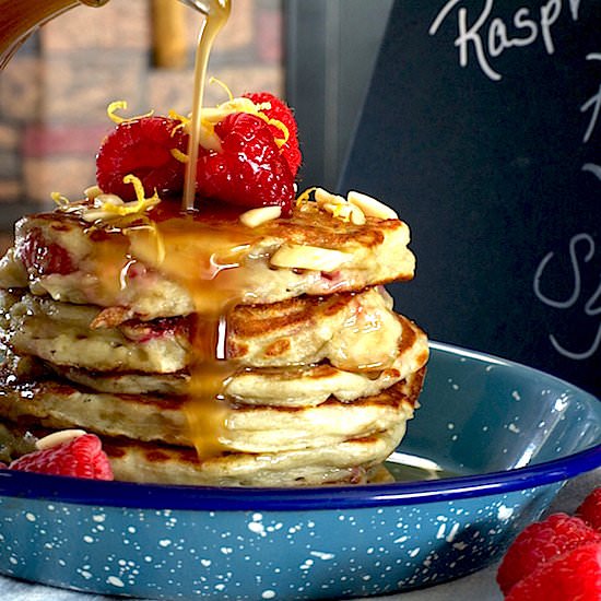 Raspberry Greek Yogurt Pancakes