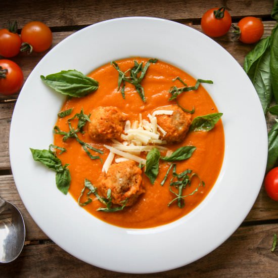 Tomato Soup with Cheddar Dumplings