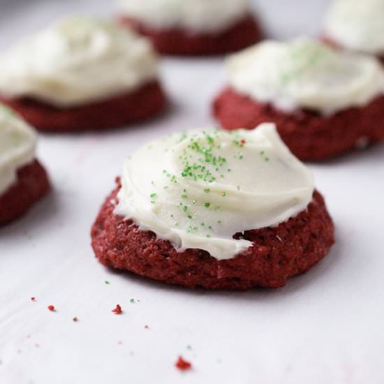 Frosted Red Velvet Cookies