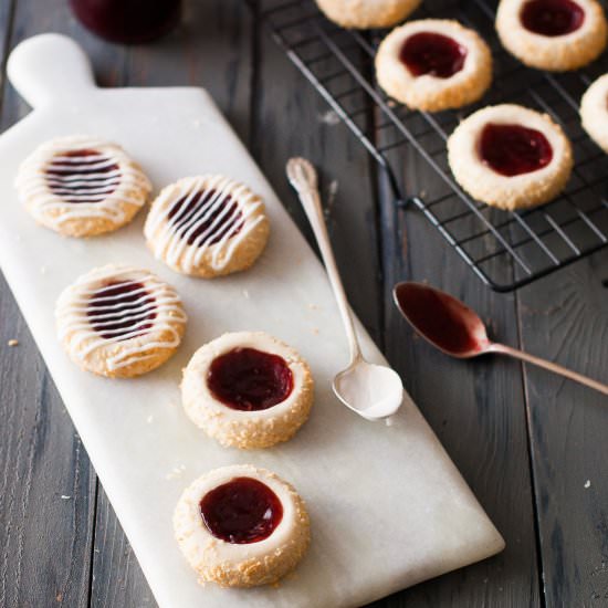 Coconut Raspberry Thumbprint Cookie
