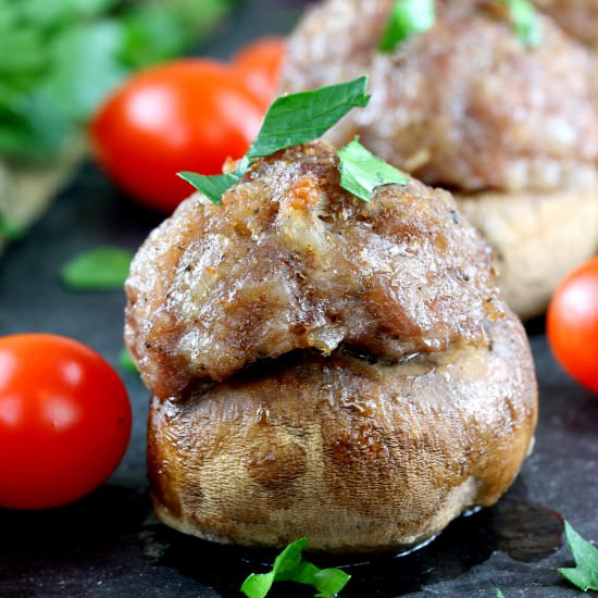 Sausage and Tomato Stuffed Mushroom