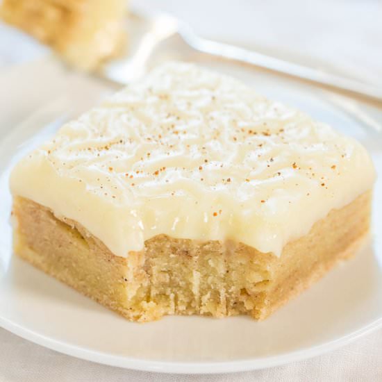 Fudgy Eggnog Bars w/ Eggnog Glaze