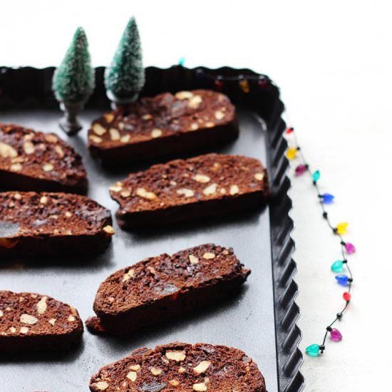 Chocolate Walnut Ginger Biscotti