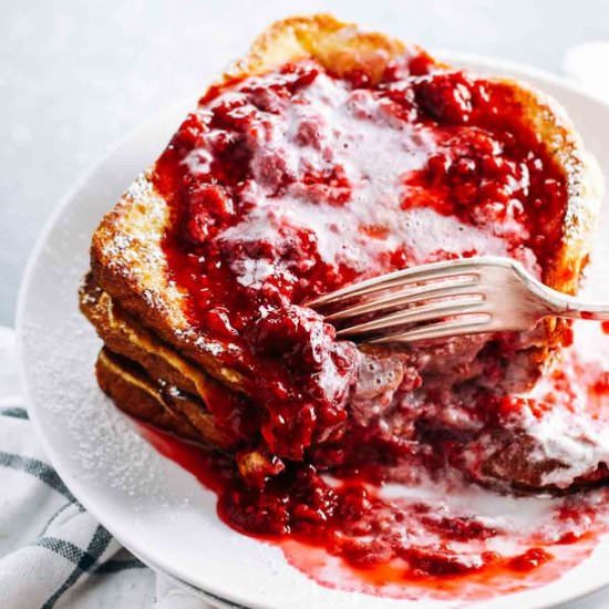 Eggnog French Toast with Raspberry