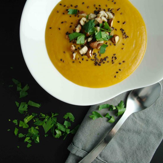 Thai Sweet Potato & Red Lentil Soup