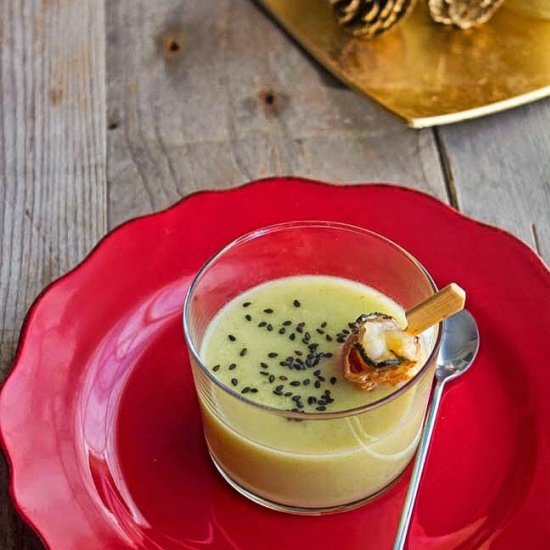 Sweet Onion Cream with Shrimp&Bacon