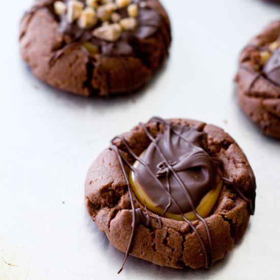 Chocolate Caramel Thumbprint Cookie