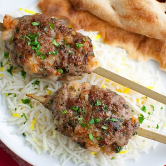 Lamb and Shrimp Kebabs