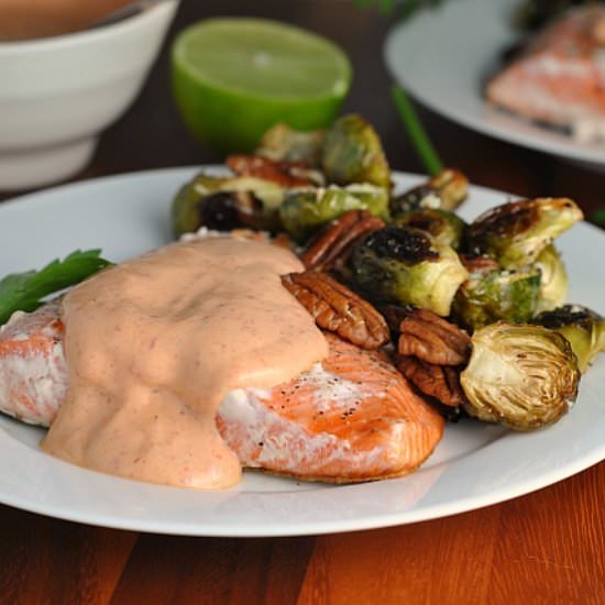 Seared Salmon with Creamy Sriracha