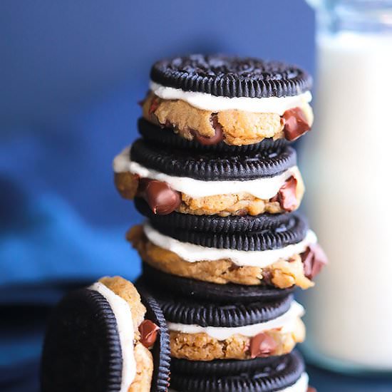 Chocolate Chip Cookie stuffed Oreos