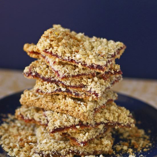 Oatmeal Jam Bars Gluten, Dairy Free