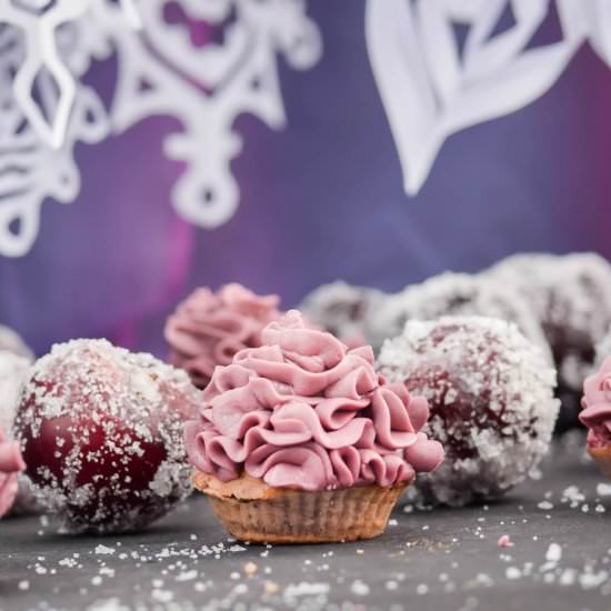 Sugar Plum Cupcakes+Sugared Plums