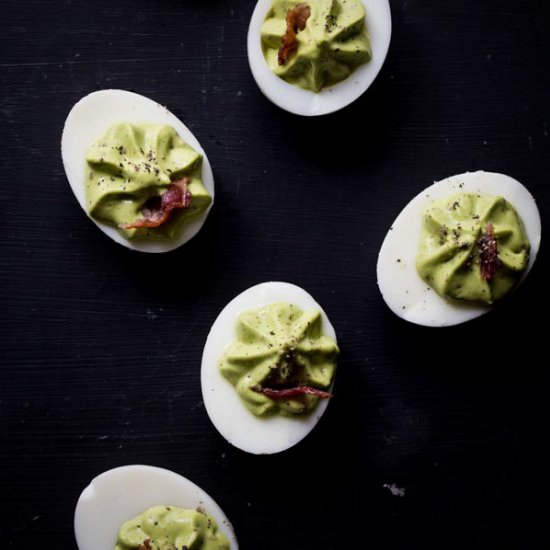 Spinach and Bacon Deviled Eggs