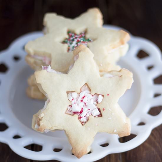 Peppermint Sugar Cookie Sandwiches