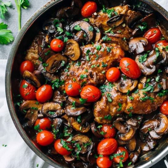 Drunken Chicken Marsala with Tomato