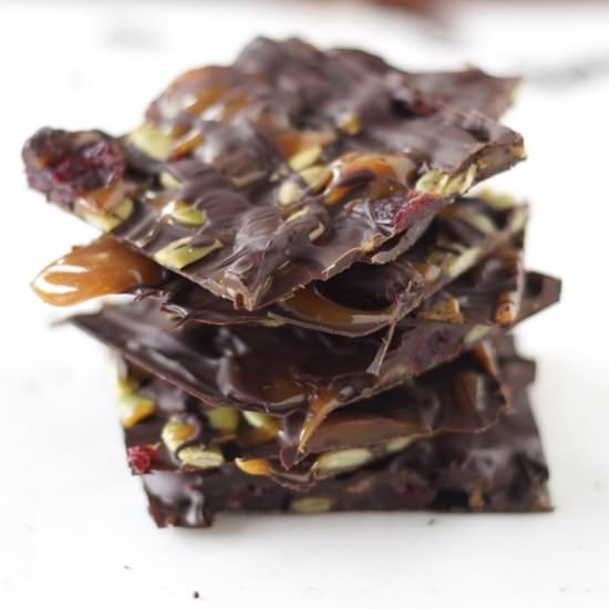 Cranberry, Pepita and Caramel Bark