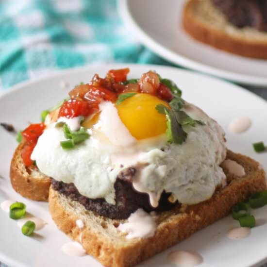 Open Face Black Bean Cake Sandwich