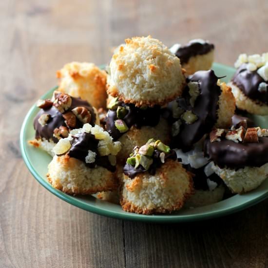 Chocolate Dipped Coconut Macaroons